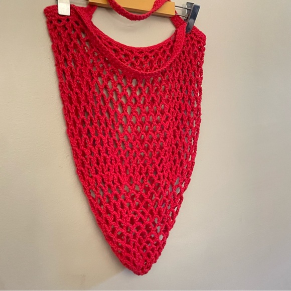 Red Crochet Fruit & Veggie Grocery Tote Bag - EUC Like New - Picture 2 of 6